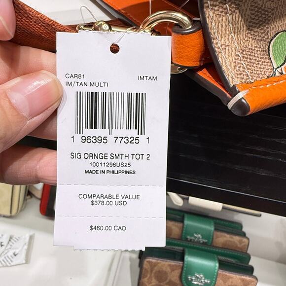 Last 1‼️Coach CAR81 Smith Tote Bag 24 Signature Canvas Orange Print - Picture 6 of 7